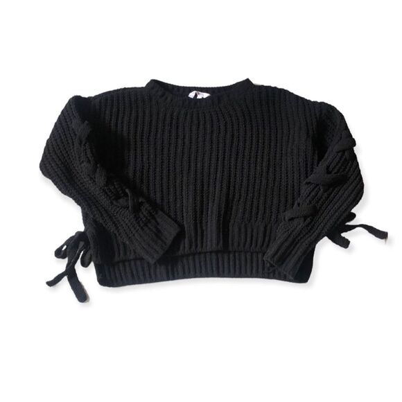 Candies Black Cable Knit/tie sweater Sz Medium - Picture 1 of 4